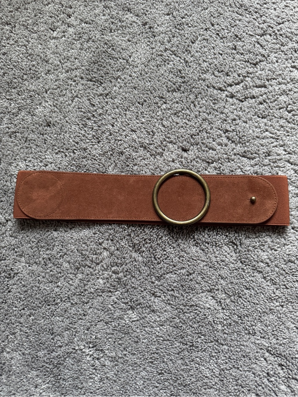 NWOT Akris Punto Wide Suede Circle Buckle Waist Belt - Brown